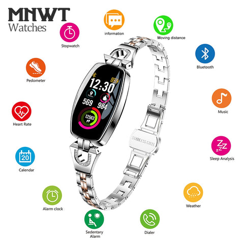 MNWT H8 Fashion Smart Wristwatches Women Digital Watches Ladies 2019 Waterproof Heart Rate Monitoring Bluetooth For Android IOS