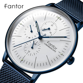 Fantor Men's Watch Top Luxury Brand Chronograph Mesh Steel Quartz Wristwatch Mens Waterproof relogio masculino Luxuri Watches