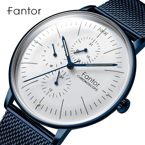 Fantor Men's Watch Top Luxury Brand Chronograph Mesh Steel Quartz Wristwatch Mens Waterproof relogio masculino Luxuri Watches