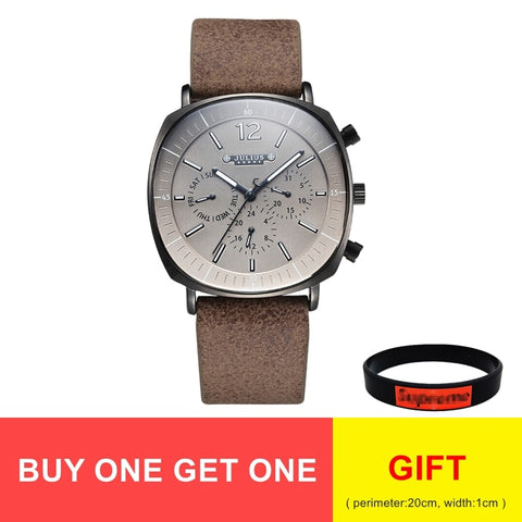 Men Genuine Leather Swiss Quartz Watch Men's Calendar Luminous Hand Waterproof High Quality Homme Wrist Watches Gift Clock Reloj