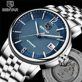 BENYAR New Business Mens Mechanical Watches Waterproof Genuine Leather Brand Luxury Automatic Wristwatch Clock Relogio Masculino