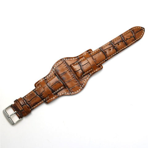 Genuine leather bracelet 18mm 20mm 22mm Restoring watch strap mens watchband With mat wristwatches band Bamboo grain wristband