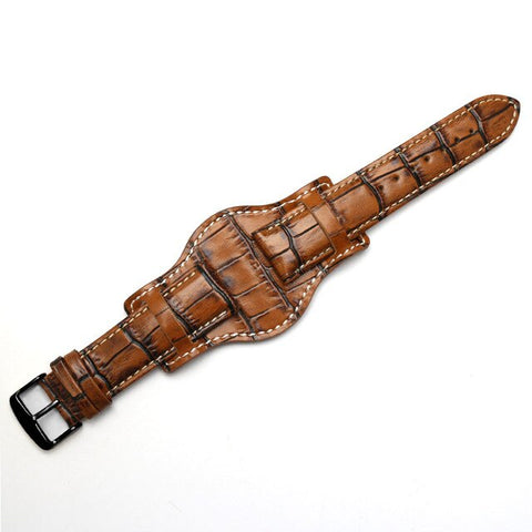 Genuine leather bracelet 18mm 20mm 22mm Restoring watch strap mens watchband With mat wristwatches band Bamboo grain wristband