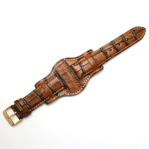 Genuine leather bracelet 18mm 20mm 22mm Restoring watch strap mens watchband With mat wristwatches band Bamboo grain wristband