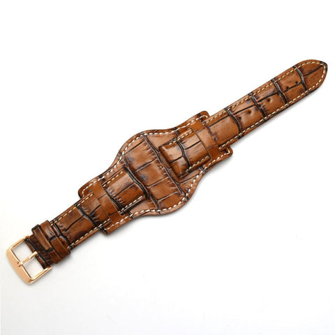 Genuine leather bracelet 18mm 20mm 22mm Restoring watch strap mens watchband With mat wristwatches band Bamboo grain wristband