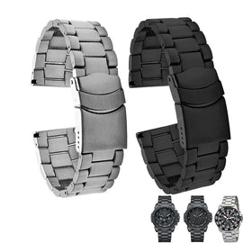 Shengmeirui solid stainless steel watch band FOR Luminox 3050 3051 3080 3150 8800 23MM silver black double safety buckle