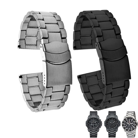 Shengmeirui solid stainless steel watch band FOR Luminox 3050 3051 3080 3150 8800 23MM silver black double safety buckle