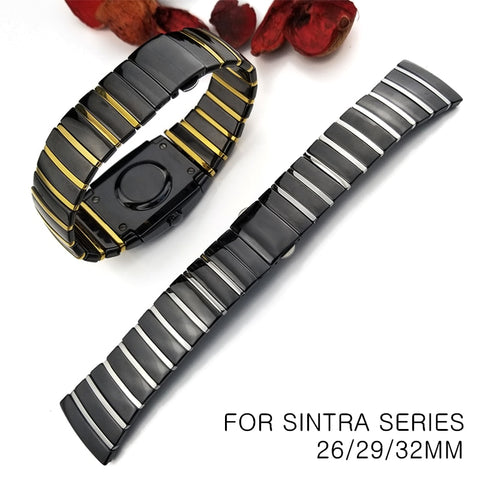 20mm 29mm 32mm Ceramic Watch Band Wristwatch for Rado Sintra Series Strap Brand Watchband Man Woman Black