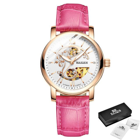 HAIQIN 2019 Fashion Gold mechanical women watch WoMens watches Top brand luxury Clock Ladies WristWatch Lady Relogio Feminino