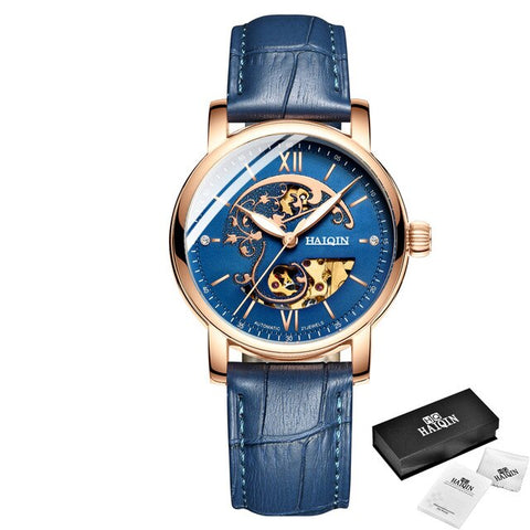 HAIQIN 2019 Fashion Gold mechanical women watch WoMens watches Top brand luxury Clock Ladies WristWatch Lady Relogio Feminino