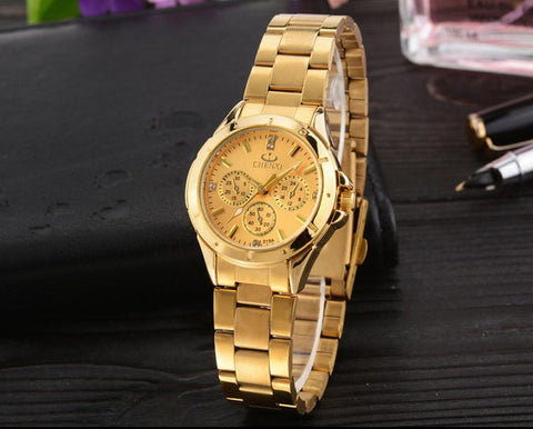 CHENXI Lovers Quartz Watches Women Men Gold WristWatches Top Brand Luxury Female Male Clock IPG Golden Steel Watch