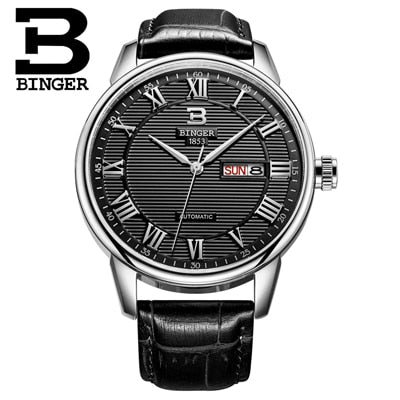 Switzerland Binger Women's watches luxury relogio feminino ultrathin quartz Auto Date leather strap Wristwatches B3037G-2