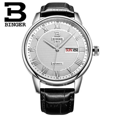 Switzerland Binger Women's watches luxury relogio feminino ultrathin quartz Auto Date leather strap Wristwatches B3037G-2