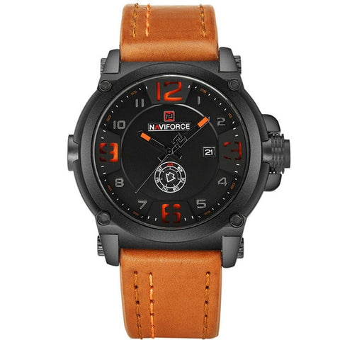 NAVIFORCE Luxury Brand Military Watches Men Quartz Analog 3D Dial Leather Clock Man Sports Watches Army Watch Relogio Masculino