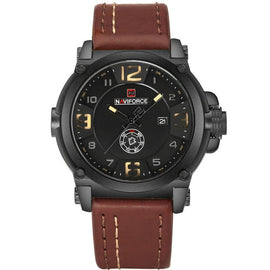 NAVIFORCE Luxury Brand Military Watches Men Quartz Analog 3D Dial Leather Clock Man Sports Watches Army Watch Relogio Masculino