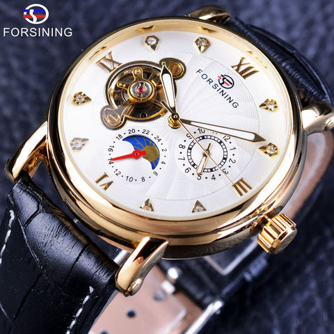 Forsining Fashion Luxury Luminous Hands Rose Golden Men Watches Top Brand Tourbillion Diamond Display Automatic Mechanical Watch