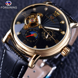 Forsining Fashion Luxury Luminous Hands Rose Golden Men Watches Top Brand Tourbillion Diamond Display Automatic Mechanical Watch