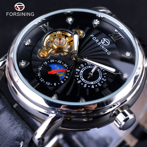 Forsining Fashion Luxury Luminous Hands Rose Golden Men Watches Top Brand Tourbillion Diamond Display Automatic Mechanical Watch