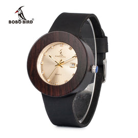 BOBO BIRD Men and Women Wood Watches with Genuine Leather Strap Calendar Display Watch Role Men Relogio Masculino DROP SHIPPING