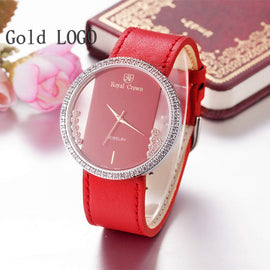 Luxury Rhinestones Clear Women's Watch Japan Quartz Hours Fine Fashion Leather Bracelet Girl's Birthday Gift Royal Crown