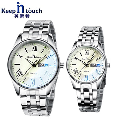 KEEP In Touch Couples Watch For Lovers Business Luxury Men and Women Wristwatches Quartz Waterpoof Calerdar Wedding Gifts