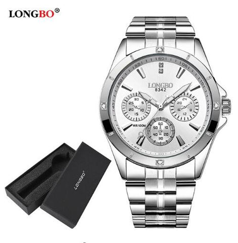 LONGBO Brand Sports Military Unique Design Couple Stainless Steel Band Quartz Watches Men Male Leisure Watch Relogio Masculino