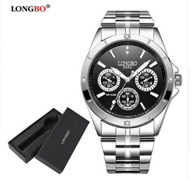 LONGBO Brand Sports Military Unique Design Couple Stainless Steel Band Quartz Watches Men Male Leisure Watch Relogio Masculino