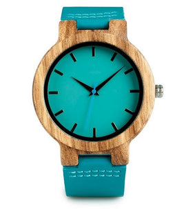 BOBO BIRD Classic Zebra Wood Watch For Men Women Indigo Blue Design Quartz Watch Two Optiom Case Size 33mm and 45mm