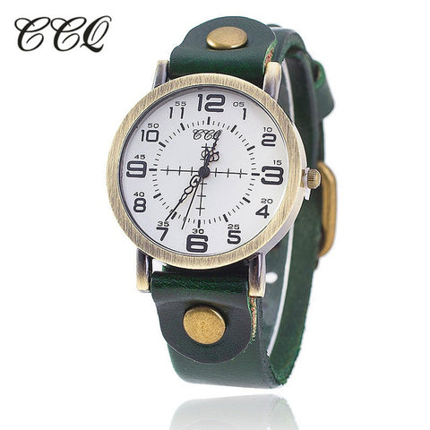 CCQ Vintage Cow Leather Bracelet Watch Women Wrist Watches Casual Luxury Quartz Watch Relogio Feminino Hot Selling