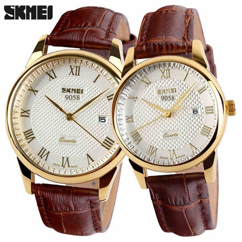 2018 New Brand Quartz Watch lovers Watches Women Men Dress Watches Leather Dress Wristwatches Fashion Casual Watches Gold 1/pcs