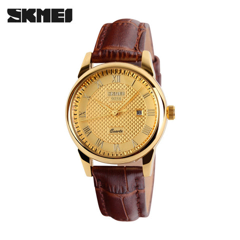 2018 New Brand Quartz Watch lovers Watches Women Men Dress Watches Leather Dress Wristwatches Fashion Casual Watches Gold 1/pcs