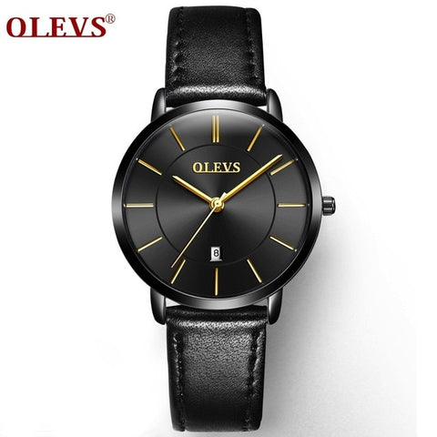 OLEVS Brand Luxury Leather Couple Watch Waterproof Sport Women Quartz Watch Automatic Calendar 1PCS Price kol saati lovers' gift