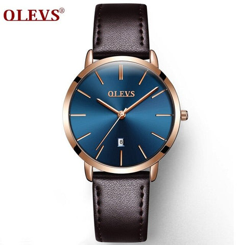 OLEVS Brand Luxury Leather Couple Watch Waterproof Sport Women Quartz Watch Automatic Calendar 1PCS Price kol saati lovers' gift