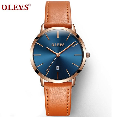 OLEVS Brand Luxury Leather Couple Watch Waterproof Sport Women Quartz Watch Automatic Calendar 1PCS Price kol saati lovers' gift