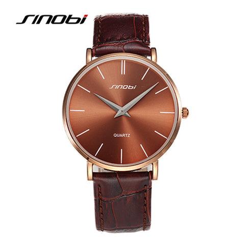 Sinobi Super Slim Design Leather Men Woman Best Quartz Wrist Watch Brand Luxury Clock Quartz-watch Wristwatch relogio masculino