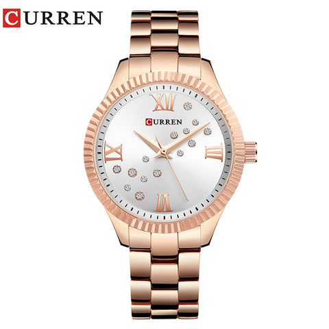 CURREN New Fashion Watch Women's Rhinestone Quartz Wristwatch Ladies Dress Female Clock relogio feminino Rose Gold reloj mujer