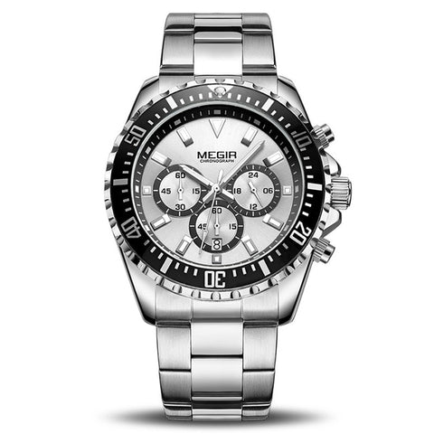 MEGIR Men Watch Top Brand Luxury Chronograph Quartz Watches Stainless Steel Business Wristwatches Men Clock Relogio Masculino