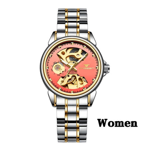 New Fashion Women Mechanical Watch Skeleton Design Top Brand Luxury Full Steel Waterproof Female Automatic Clock Montre Femme