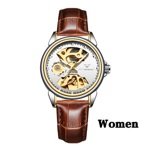 New Fashion Women Mechanical Watch Skeleton Design Top Brand Luxury Full Steel Waterproof Female Automatic Clock Montre Femme