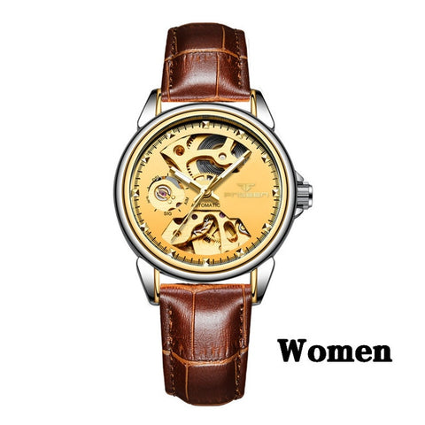 New Fashion Women Mechanical Watch Skeleton Design Top Brand Luxury Full Steel Waterproof Female Automatic Clock Montre Femme