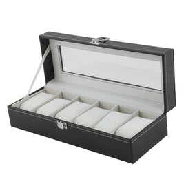 2/6/10/12 Girds Leather/Carbon Fiber Luxury Watch Box Jewelry Storage Box Organizer for Rings Bracelet Display Holder Case