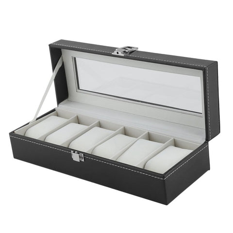 2/6/10/12 Girds Leather/Carbon Fiber Luxury Watch Box Jewelry Storage Box Organizer for Rings Bracelet Display Holder Case