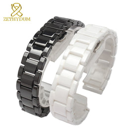 Ceramic watch bracelet 14 15 16 17 18 19 20 21mm watchband white black strap wristwatches band not fade water resistant