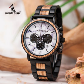 relogio masculino BOBO BIRD Watch Men Luxury Stylish Wood Watches Timepieces Chronograph Military Quartz Men's Gift