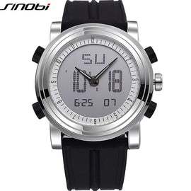 SINOBI Sports Watches Men Women Dual Display Analog Digital LED Electronic Quartz Wristwatches Men reloj Waterproof Alarm Clock