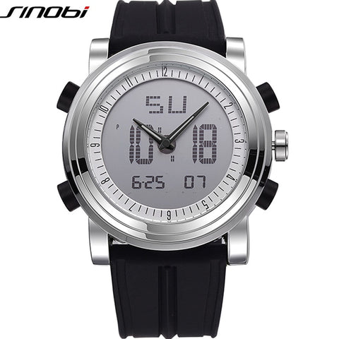 SINOBI Sports Watches Men Women Dual Display Analog Digital LED Electronic Quartz Wristwatches Men reloj Waterproof Alarm Clock