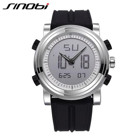 SINOBI Sports Watches Men Women Dual Display Analog Digital LED Electronic Quartz Wristwatches Men reloj Waterproof Alarm Clock