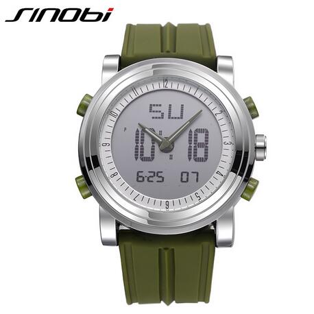 SINOBI Sports Watches Men Women Dual Display Analog Digital LED Electronic Quartz Wristwatches Men reloj Waterproof Alarm Clock