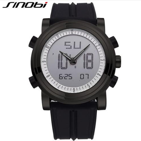 SINOBI Sports Watches Men Women Dual Display Analog Digital LED Electronic Quartz Wristwatches Men reloj Waterproof Alarm Clock