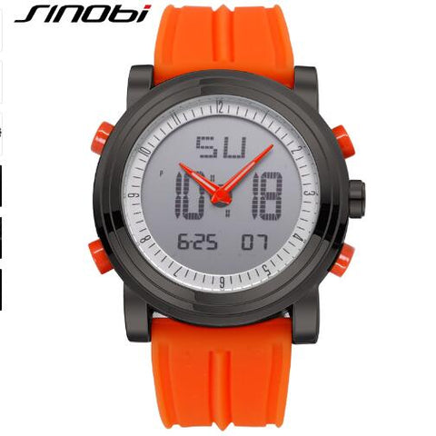 SINOBI Sports Watches Men Women Dual Display Analog Digital LED Electronic Quartz Wristwatches Men reloj Waterproof Alarm Clock